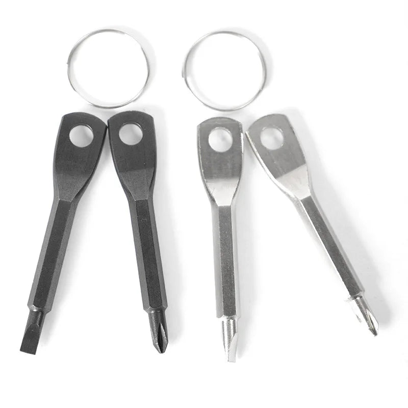 Portable Phillips Slotted Screwdriver Key Ring Multi Mini Pocket Repair Tool Gadget