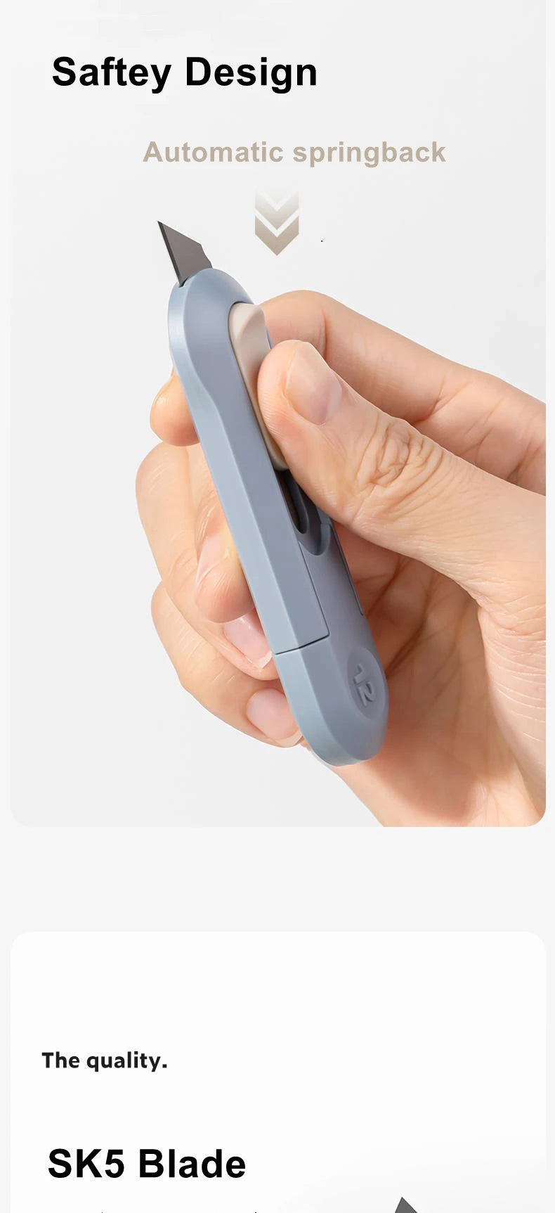 Deli Portable Mini Box Cutter Utility Knife, SK5 Metal Blades Box Opener Cutting Auto-Retractable Pocket Paper Cutter