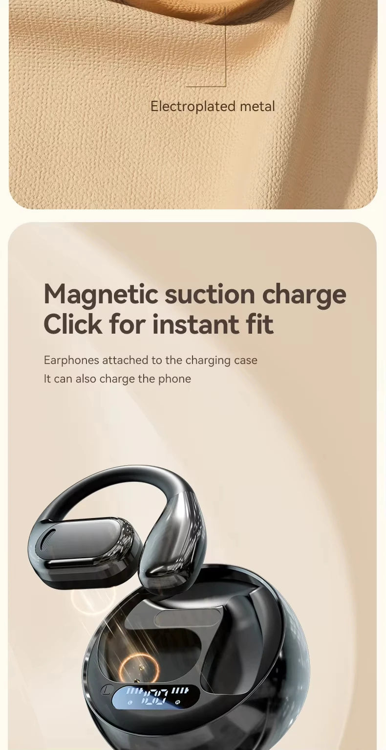 Open Ear Earbuds Wireless Earbuds Bluetooth 5.4,LED Display Bluetooth Earphone,AI Noise Reduction Touch Controls,72hr Playtime
