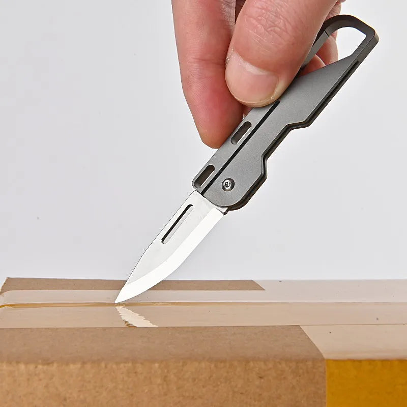 Titanium Alloy Pocket Knife Camping Survival Multitool Mini Folding Knife Outdoor EDC  Tools Bucket Keychain Unboxing Cutter
