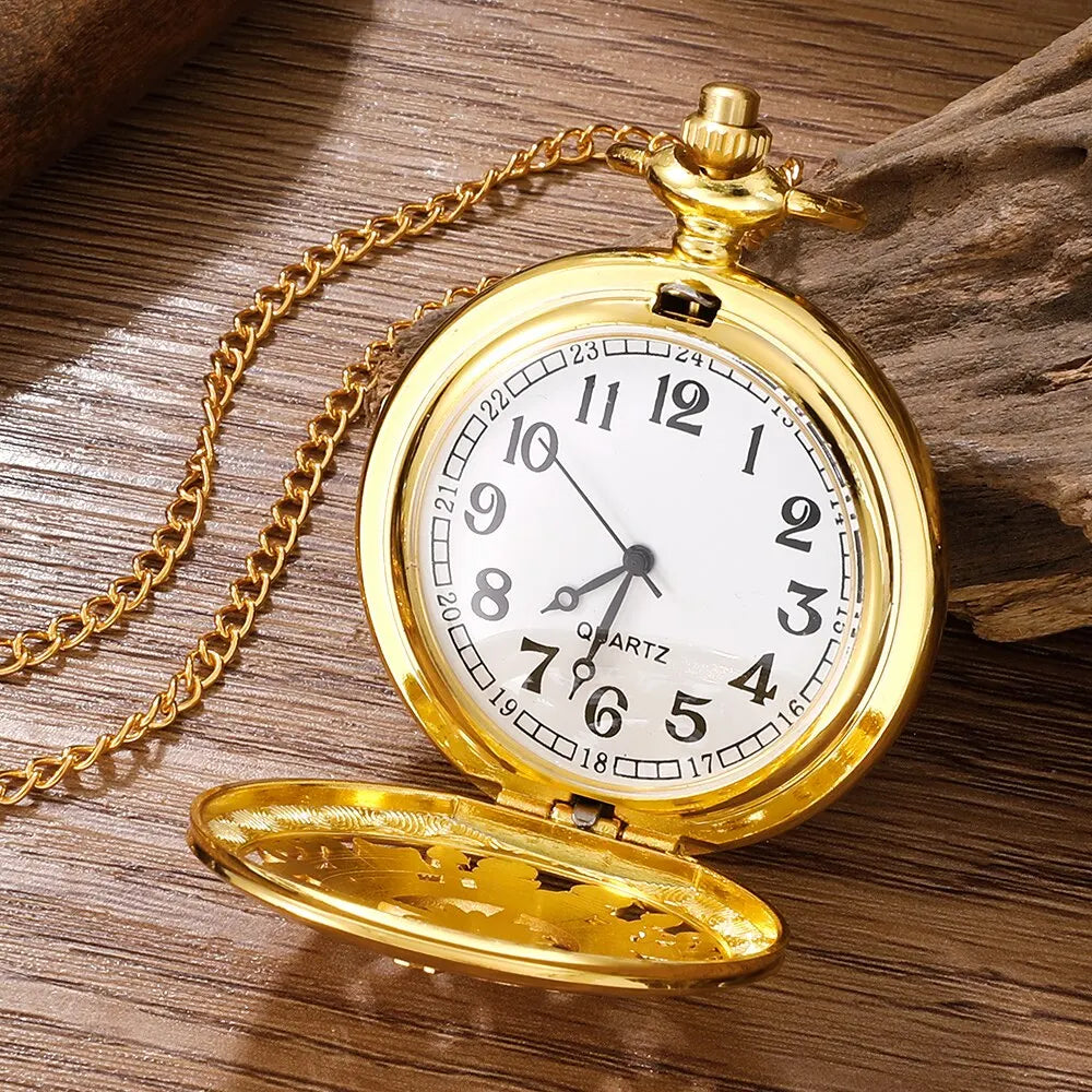 Gold pocket watch, outdoor hiking and adventure equipment, flip compass pocket watch