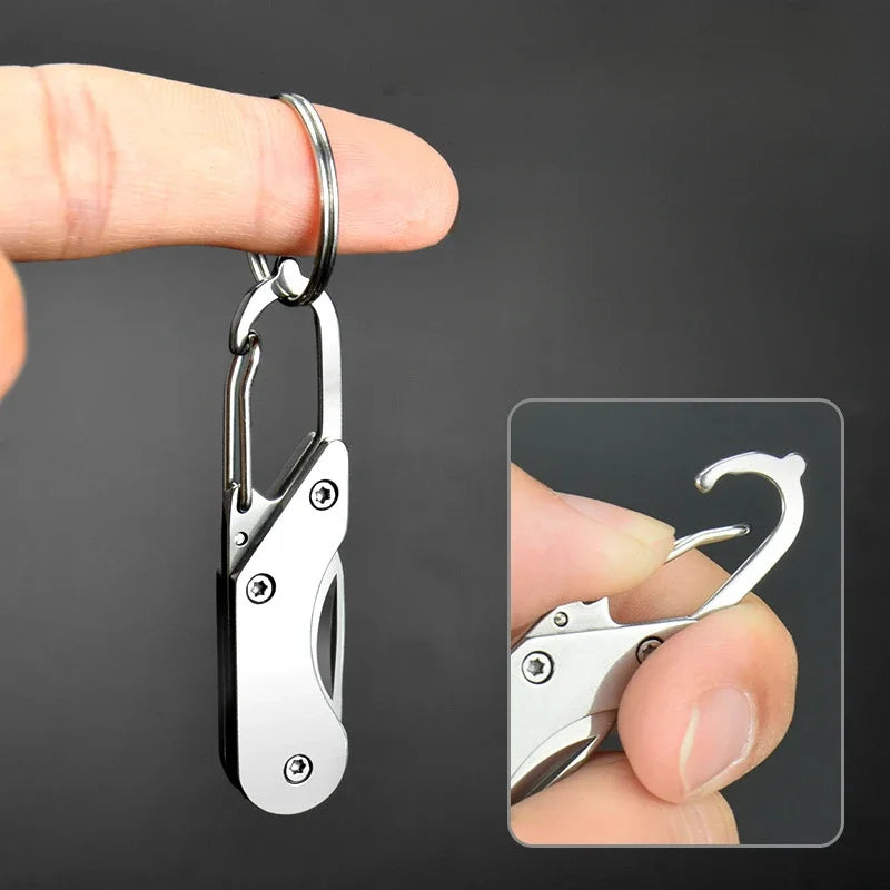 Outdoor Camping Portable Pocket Keychain EDC Multitools Knives With Buckle Outdoor Tools Stainless Steel Mini Folding Knife 1Pcs