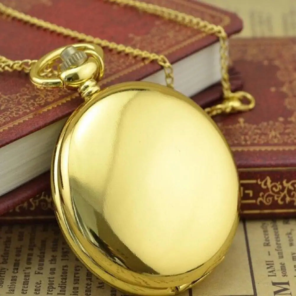 Quartz Pocket Watch Fob Chain Necklace Mens Father Gifts Clock Classic Smooth Vintage Pocket Watch Necklace Pendant Pocket Watch