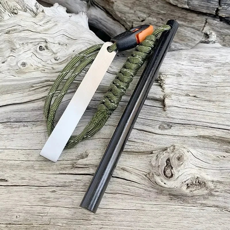 10*150mm Outdoor Flint Magnesium Rod with White Steel Scraper Whistle Camping Gnition Flint Rod EDC Survival Fire Starting Tool