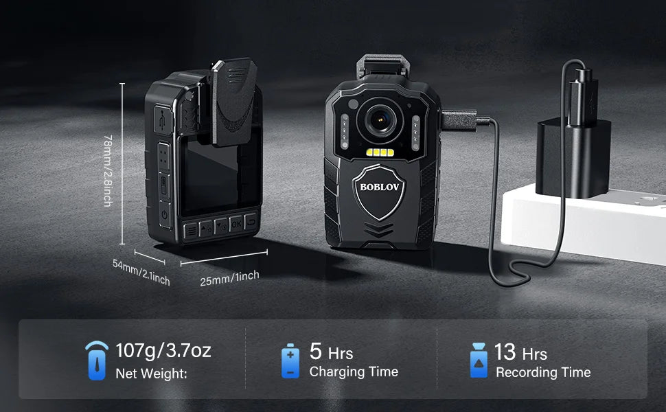 BOBLOV 1440P HD Body Cam KJ25 3000mAh 13Hrs Runtime Ideal for Law Enforcement