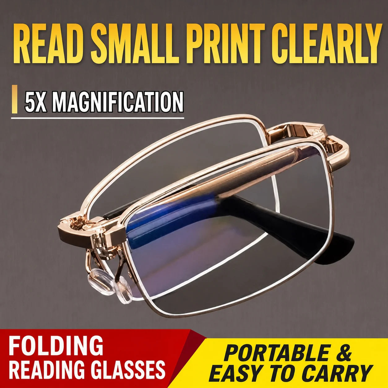 Anti-Blue Light Glasses Foldable Metal Frame Glasses Ultra Light Reading Glasses Hd For Outdoor Commuting Document Reading