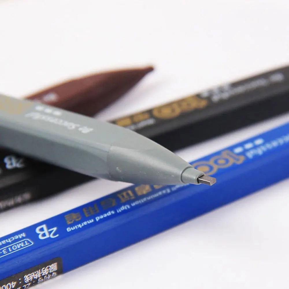 3 pencils and 48 leads 2B black mechanical pencils without sharpening leads are convenient and practical (mixed colors)