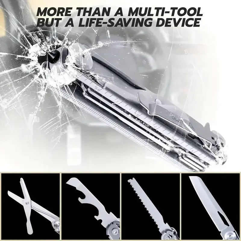 9-in-1 Multitool Pocket Mini EDC Tooll Pocket Knife - Foldable for Lightweight Portable Tool for Camping and Household Use