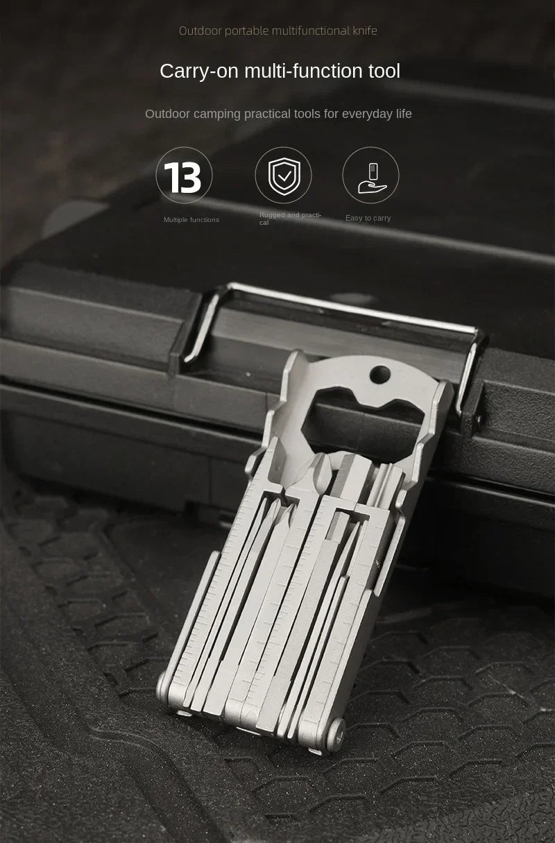 Multi-functional Stainless Steel Pocket Tool – 13-in-1 Portable Folding Tool for Outdoor Emergency Repairs