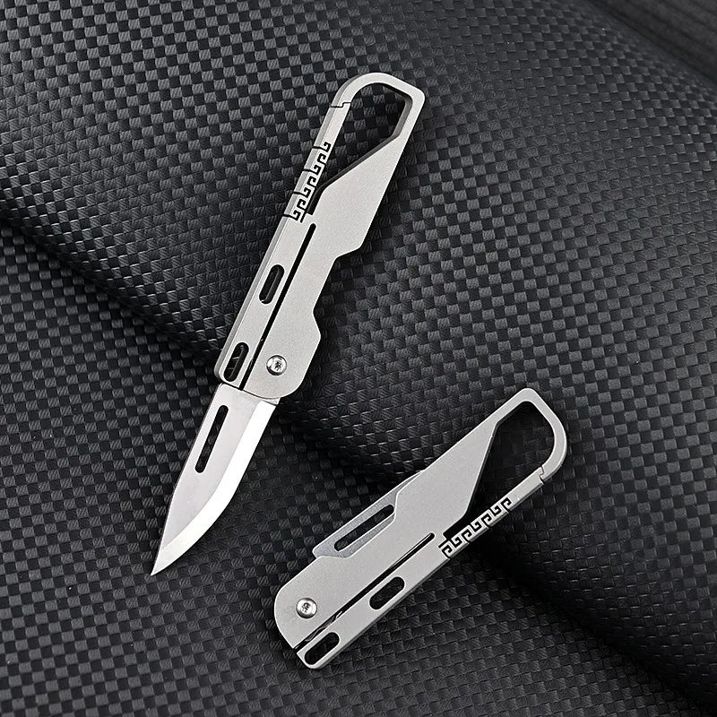 Titanium Alloy Pocket Knife Camping Survival Multitool Mini Folding Knife Outdoor EDC  Tools Bucket Keychain Unboxing Cutter