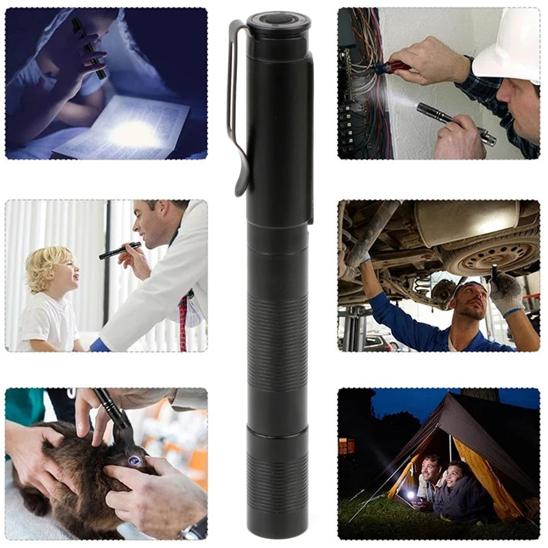 USB Rechargeable Mini Flashlights Clip Pocket Medical Penlight Waterproof Zoomable LED Torch Light