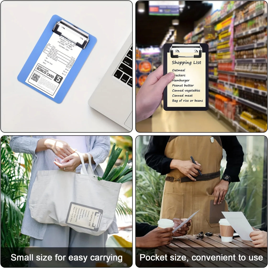 1-Pack Pocket-Sized Clipboards -  Portable, and Durable PP Material for Notes, Receipts,Compact 4x6 inches paper holder office
