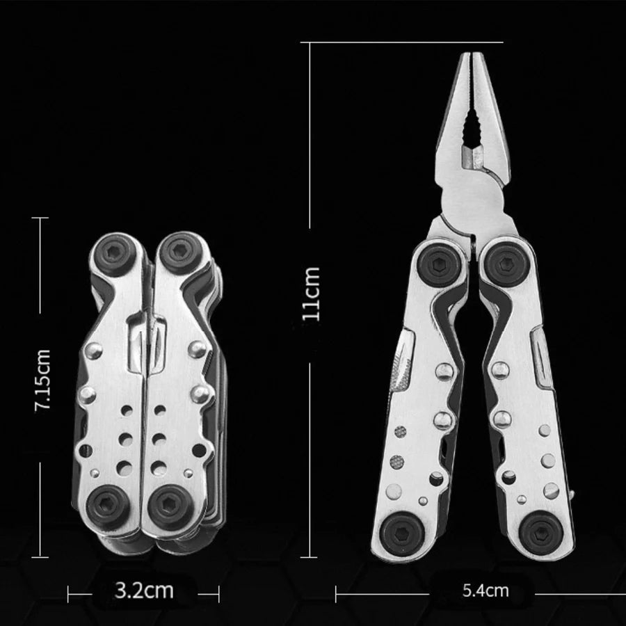 11-in-1 Multi-Tool Pliers Stainless Steel, Folding EDC Pocket Multitool with Knife & Screwdriver for Camping Hiking Survival