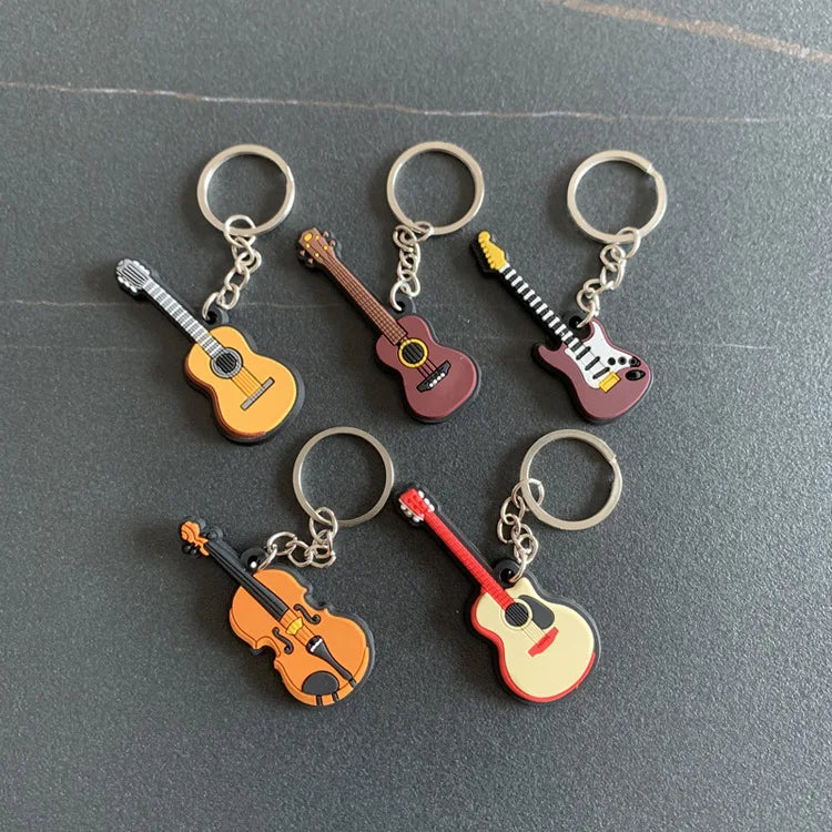 Fashion Key Chains Cute Violin Guitar Key Chains Mini Kawaii Musical Instrument Ornaments Gift for Friends Jewelry & Accessories