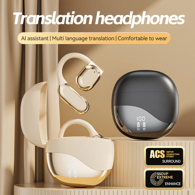 Wireless Bluetooth earbuds, simple over-the-ear design, non-intrusive, open sound quality, business style, with battery display