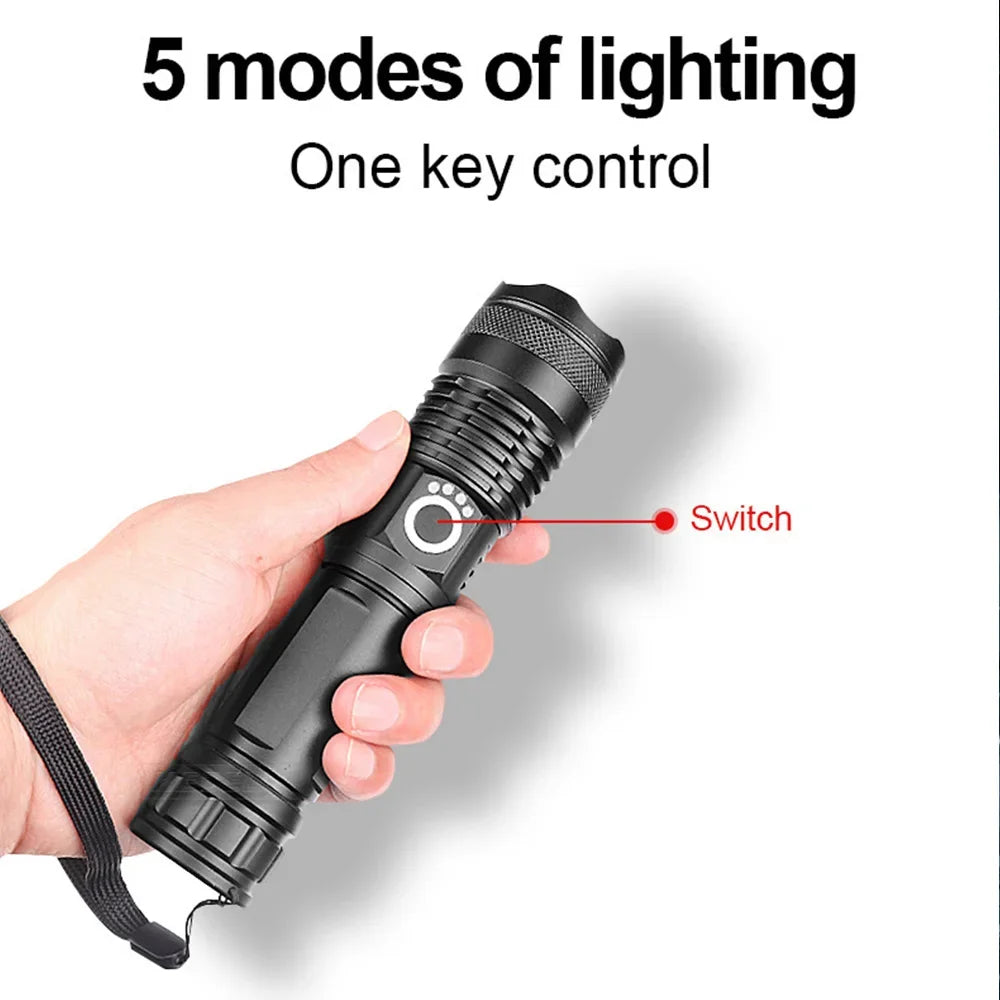Rechargeable LED Flashlights 990000 Lumens Super Bright Portable Flashlights 5 Modes IPX4 Waterproof Handheld Torches for Hiking