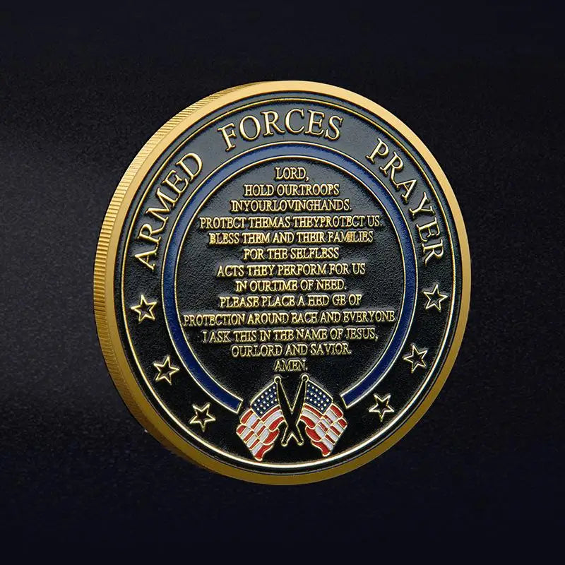 United States Space Force Challenge Coin And Heros Valor Prayer For Courage Coin Souvenirs Coins Golden Plated Decorations