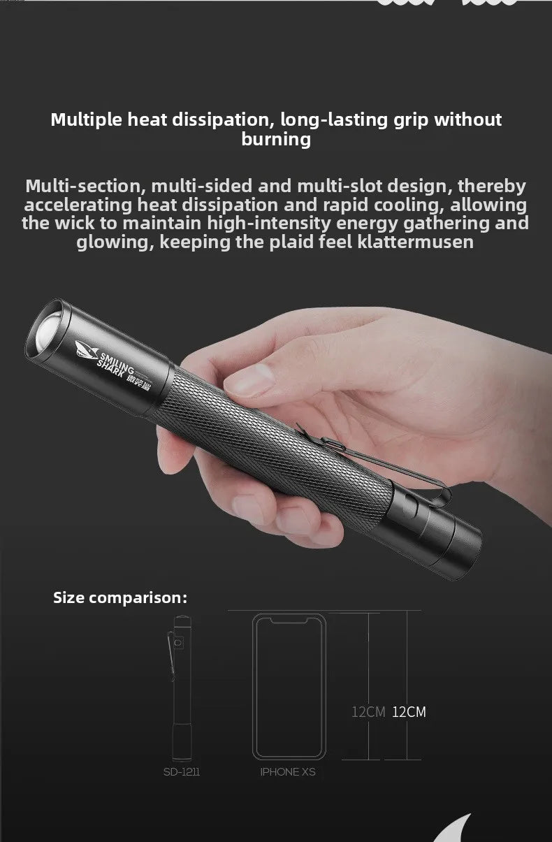 Focusable Mini Flashlight High Lumens LED Pocket Light with Smooth Zoom Perfect  EDC  Camping  Car Repair