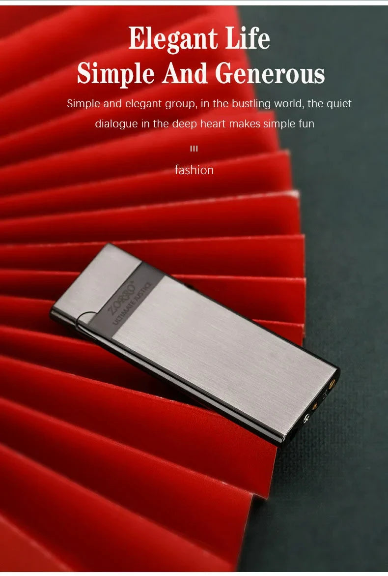 ZORRO Metal Ultra-thin  Butane Gas Inflatable Grinding Wheel Ignition Lighter Cigarette Lighters High-end Men's Small Tools