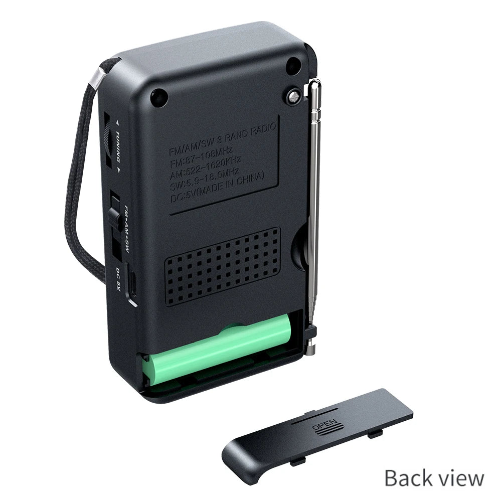 Portable Radio AM FM SW Pocket Radios with Rechargeable Battery Built in Speaker with HD Display Screen Mini FM Receiver Radios
