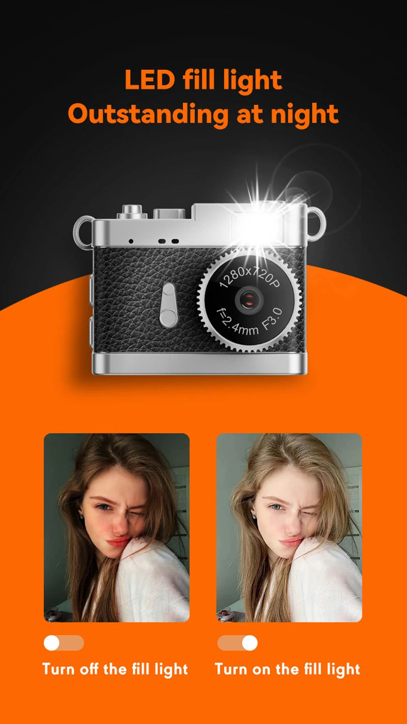 Mini 1080P HD Retro Digital Camera Pocket Cameras Photography Travel Selfie Entry-Level Small Mini Camera Compact Camcorder