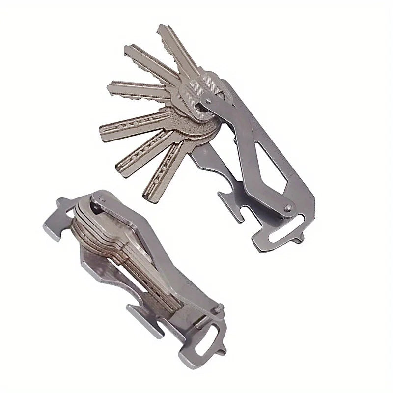 1Set Stainless Steel Outdoor Multi-function Key Holder Flat-head Phillips Screwdriver Bottle Opener Key Holder