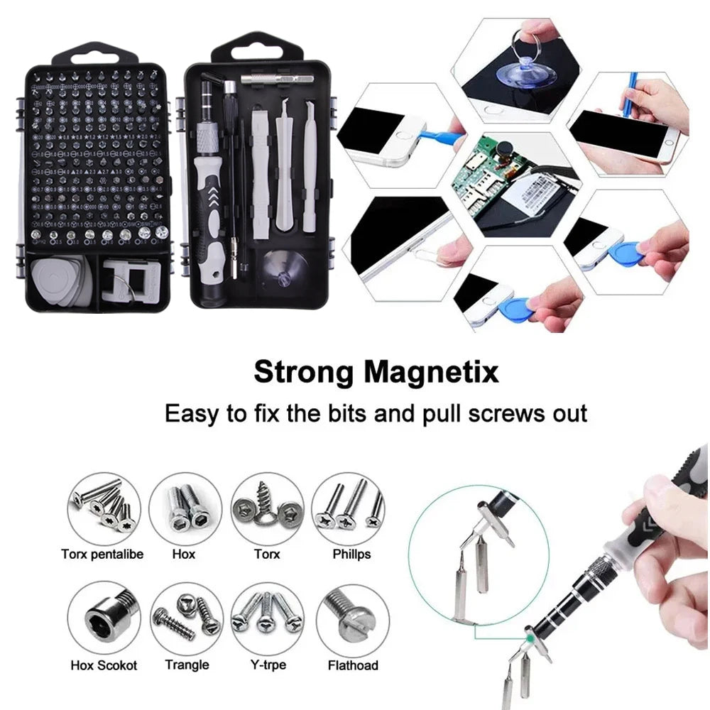 115-in-1 Precision Screwdriver Kit, Includes Magnetic Tips, Ideal for Electronics and Laptop Repairs, Professional Nut Driver