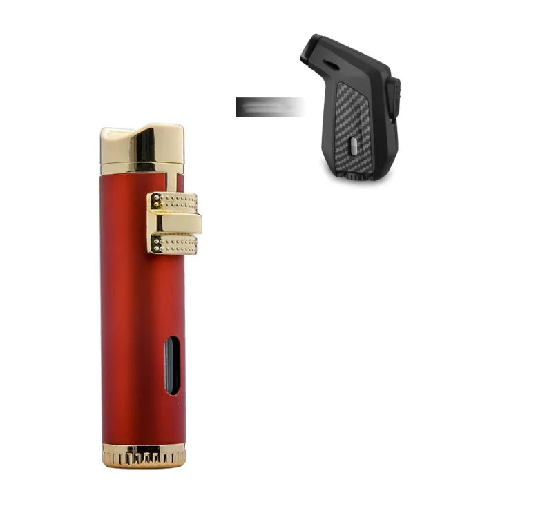 New Cigar Lighter Windproof Mini Pocket 3 Jet Torch Blue Flame Butane Gas Torch Cigarette Lighters Cigar Accessories with Needle