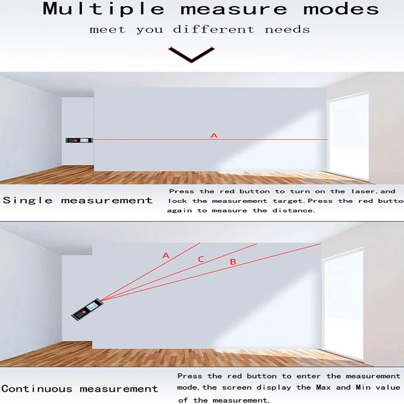 Laser rangefinder, aluminum alloy shell, USB charging, multiple measurement modes, 262FT/328FT distance with angle function