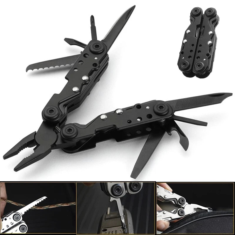 11-in-1 Multi-Tool Pliers Stainless Steel, Folding EDC Pocket Multitool with Knife & Screwdriver for Camping Hiking Survival