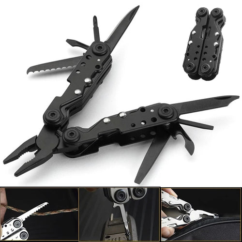 11-in-1 Multi-Tool Pliers Stainless Steel, Folding EDC Pocket Multitool with Knife & Screwdriver for Camping Hiking Survival