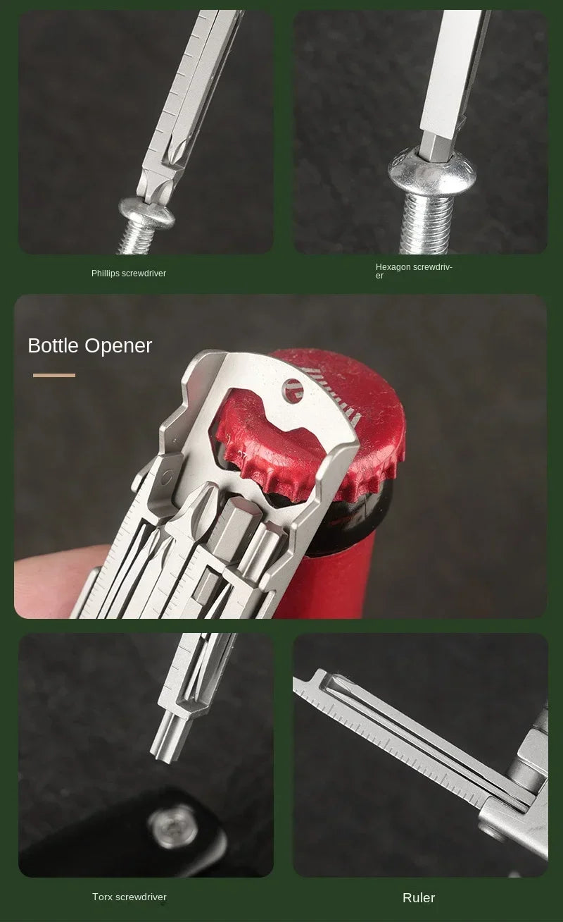 Multi-functional Stainless Steel Pocket Tool – 13-in-1 Portable Folding Tool for Outdoor Emergency Repairs