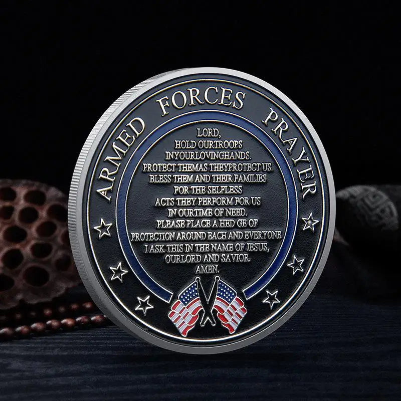 United States Space Force Challenge Coin And Heros Valor Prayer For Courage Coin Souvenirs Coins Golden Plated Decorations