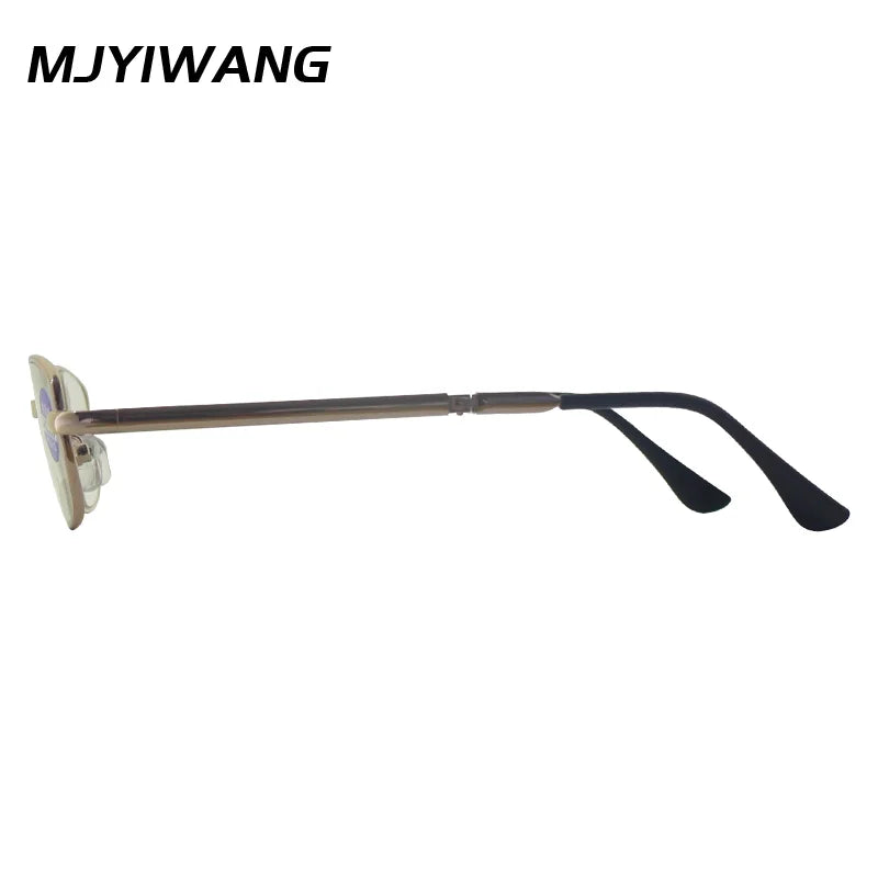 Foldable metal glasses, gold framed anti blue light presbyopia glasses, portable men's and women's business casual glasses