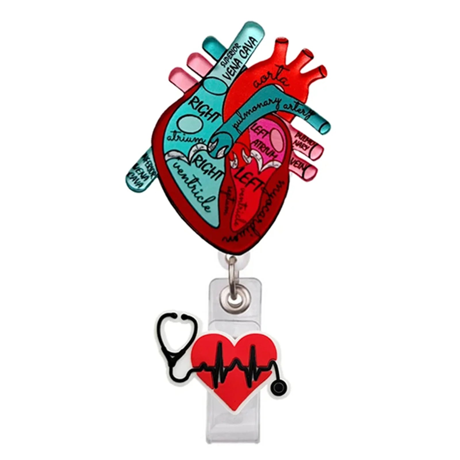 Acrylic Brain Baby Cat Coffee Cup Medical Rotatable Id Badge Holder Retractable Badge Reel Gift For Doctor Nurse Key Chain Tools