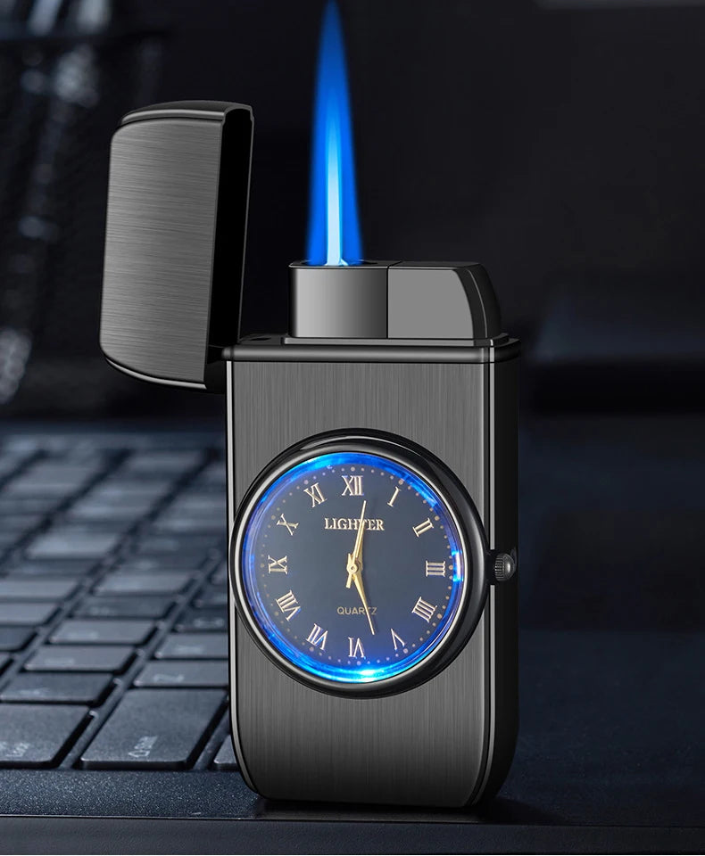 Unusual Metal Watch Gas Lighters Butane Windproof Lighters Turbo Lighters Gifts Gadgets Cigarette Lighters for Men
