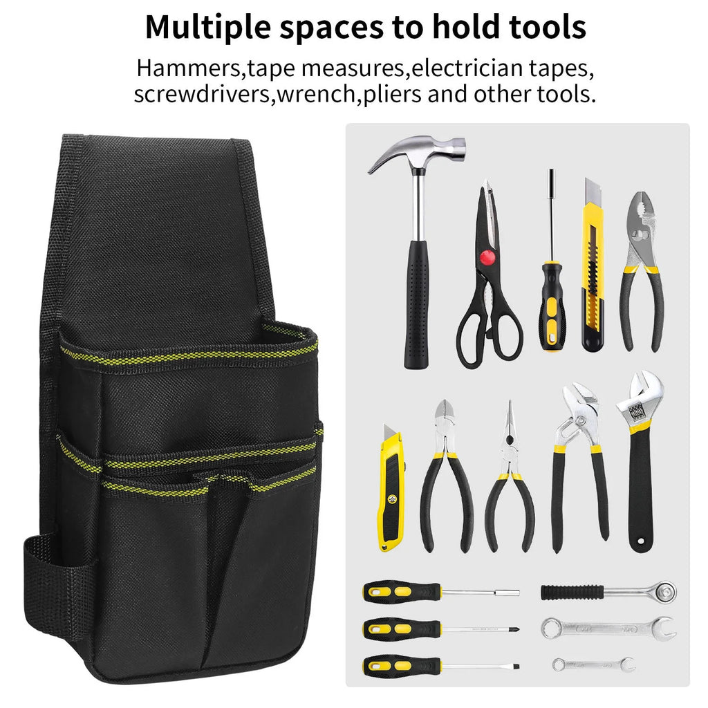 Pocket Tool Pouch，6-Pouches and 9 Screwdriver Loops Construction, Heavy-Duty Tool Bag with Adjustable Belt for Electrici