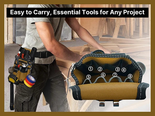 Pocket Tool Pouch Tool Belt Pouches with Belt Clip Utility Mini Tool Organizer Pouch for Electrician,Carpenter,Construction