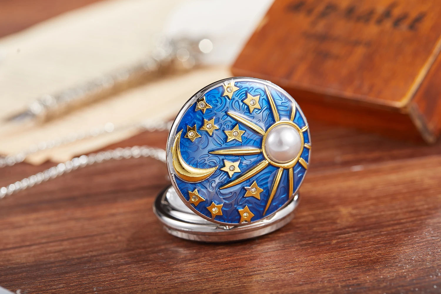 Retro men pocket watch college windy day moon stars personality appearance women pocket watch children quartz pocket watch