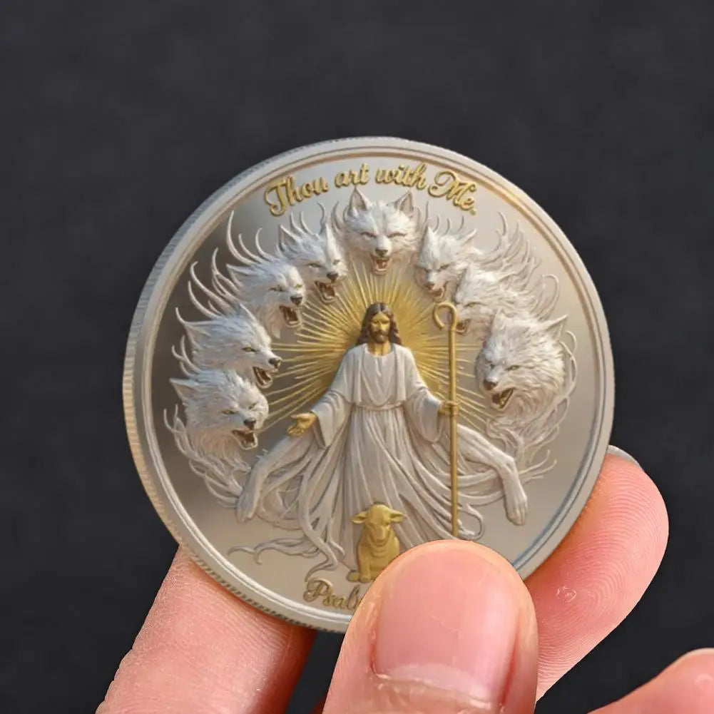 Faith Coin Faith Commemorative Coin Jesus Good Shepherd Psalm 23 4 Protection Challenge Coin Keepsake Token for Believers