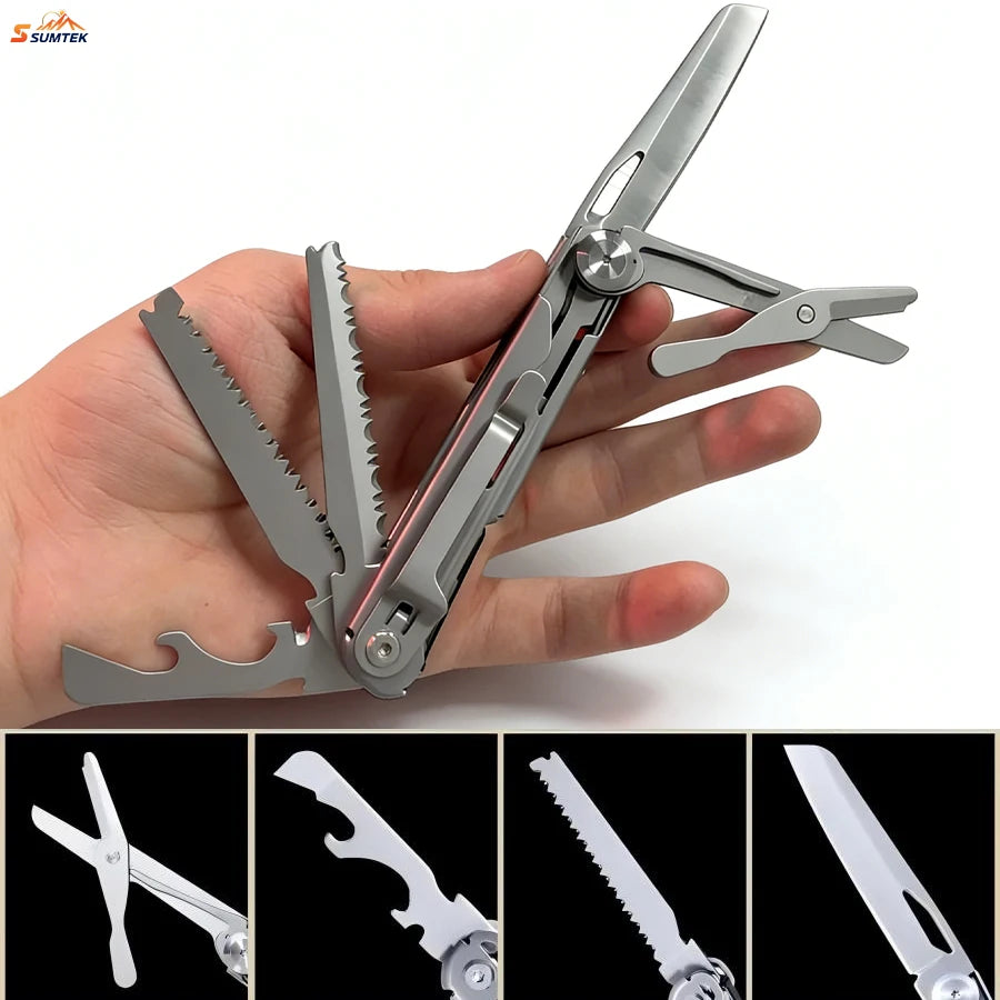 9-in-1 Multitool Pocket Mini EDC Tooll Pocket Knife - Foldable for Lightweight Portable Tool for Camping and Household Use