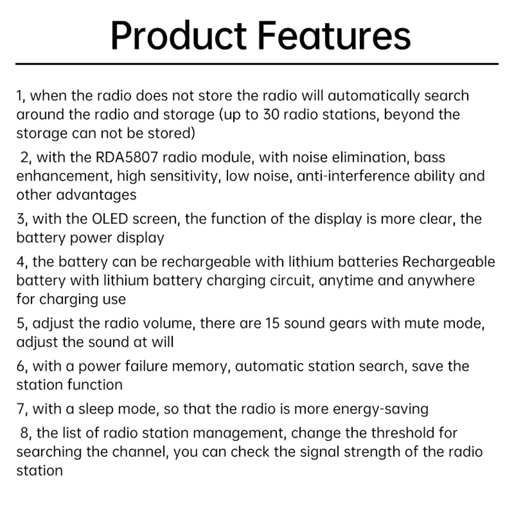 Portable FM Radio DIY Kit RDA5807 Radio DIY Module 87-108MHz Adjustable Frequency Radio DIY With OLED Display