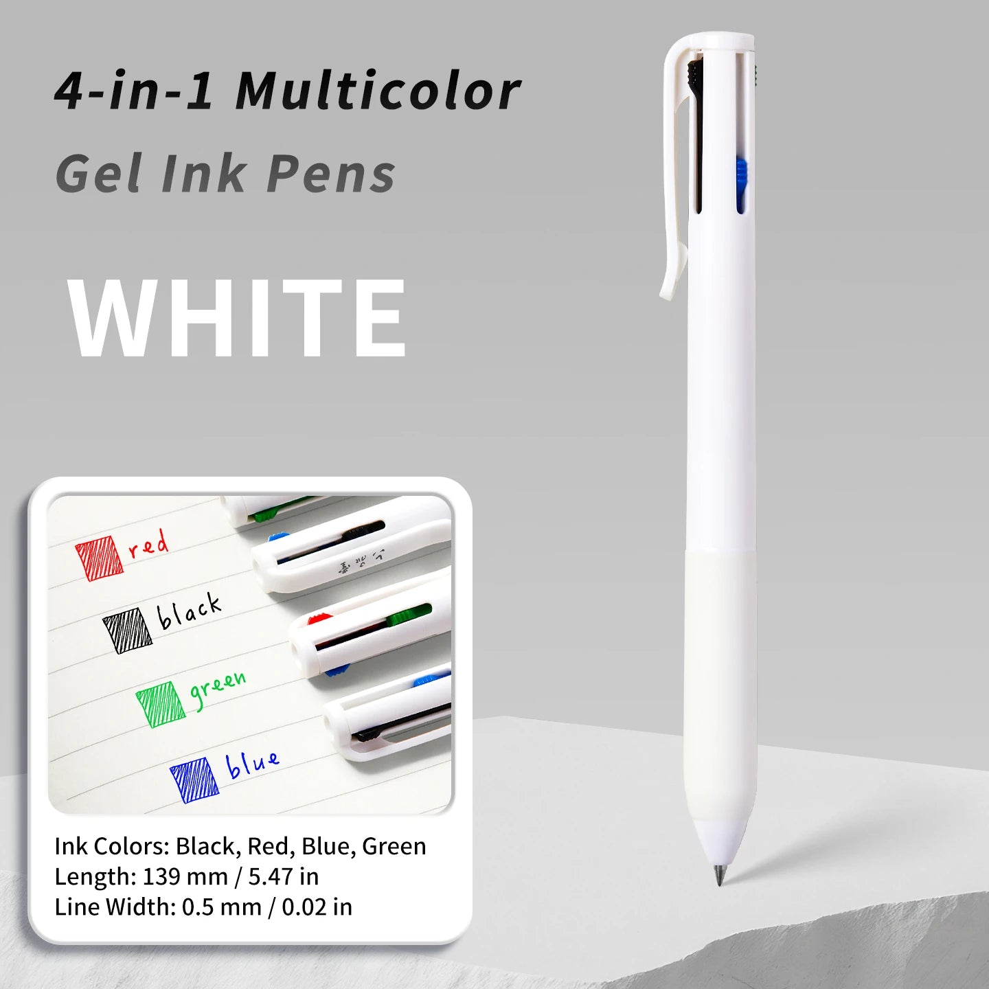 4-in-1 Multicolor Gel Pens, 0.5mm Fine Tip, 4 Colors Retractable Ballpoint Pen for School, Office & Journaling