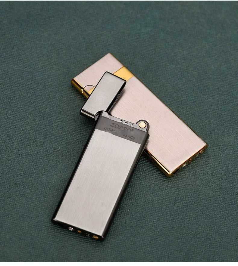 ZORRO Metal Ultra-thin  Butane Gas Inflatable Grinding Wheel Ignition Lighter Cigarette Lighters High-end Men's Small Tools