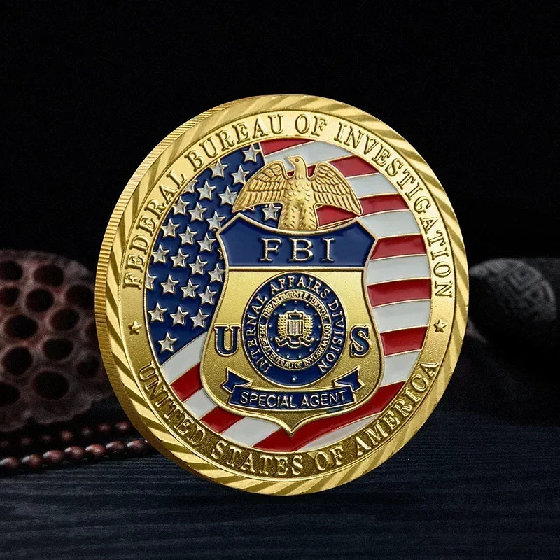 US FBI Themed Coins, Military Challenge Coins, Metal Electroplating Process Products, Badges, Commemorative Gold Coins