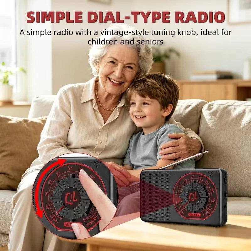 Portable AM/FM Radio with Good Reception, Large Speaker, Easy Tuning Dial & Earphone Jack for Home, Outdoor and Emergency Use