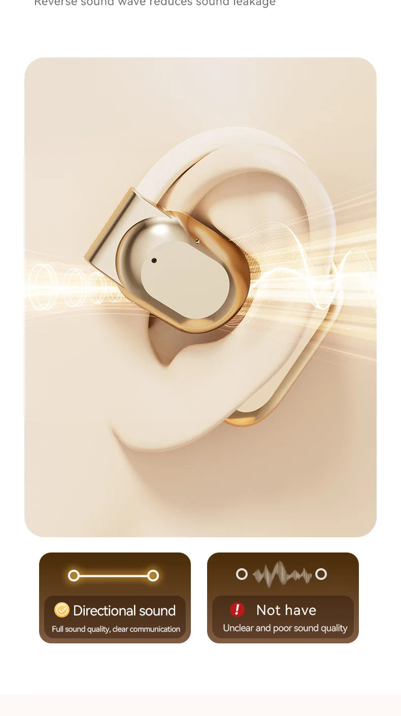 Wireless Bluetooth earbuds, simple over-the-ear design, non-intrusive, open sound quality, business style, with battery display