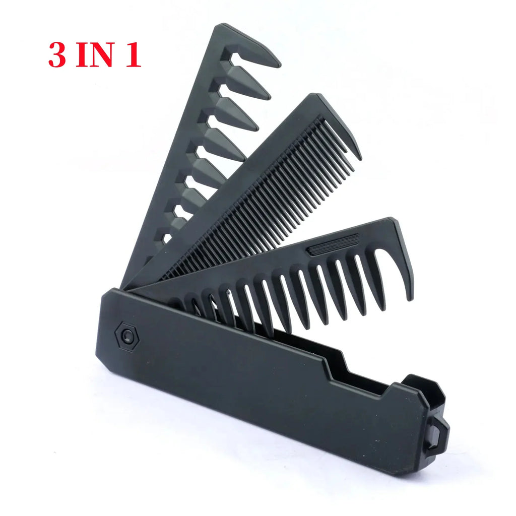 Multifuncional Portable Folding Pocket Combs Wide Tooth Oil Head Comb Beard Combing Barber Hair Clipper Comb Hair Styling Tools
