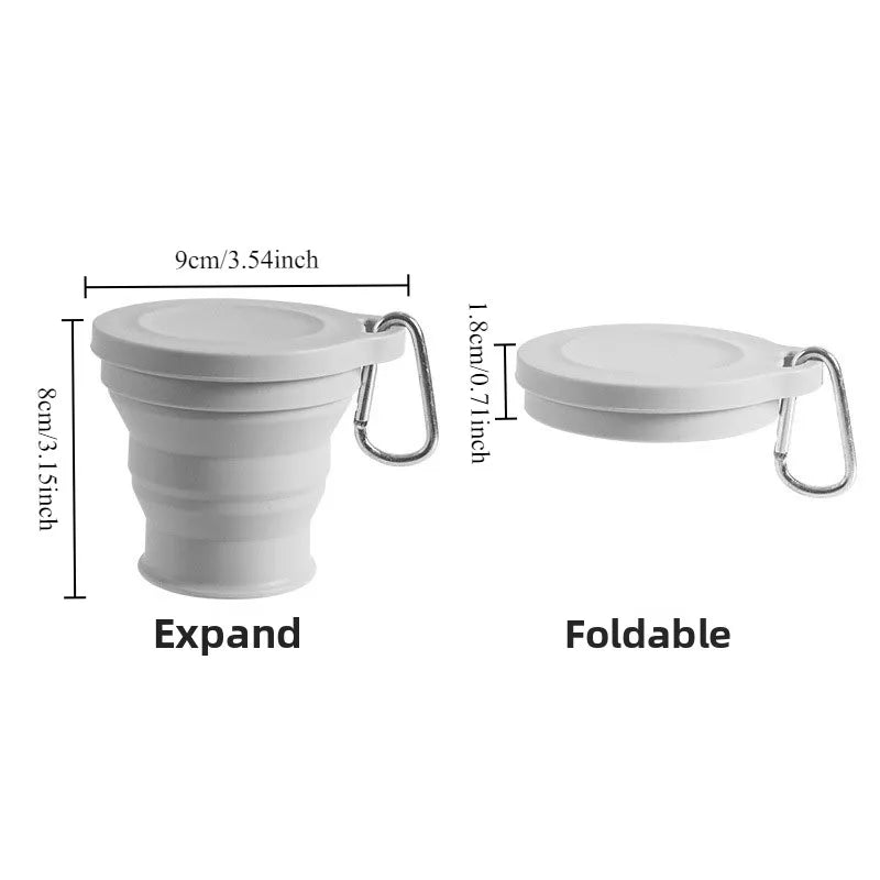 Collapsible Silicone Cup - Portable Foldable Travel Mug for Camping Hiking, BPA-Free Leakproof Water Bottle with Lid