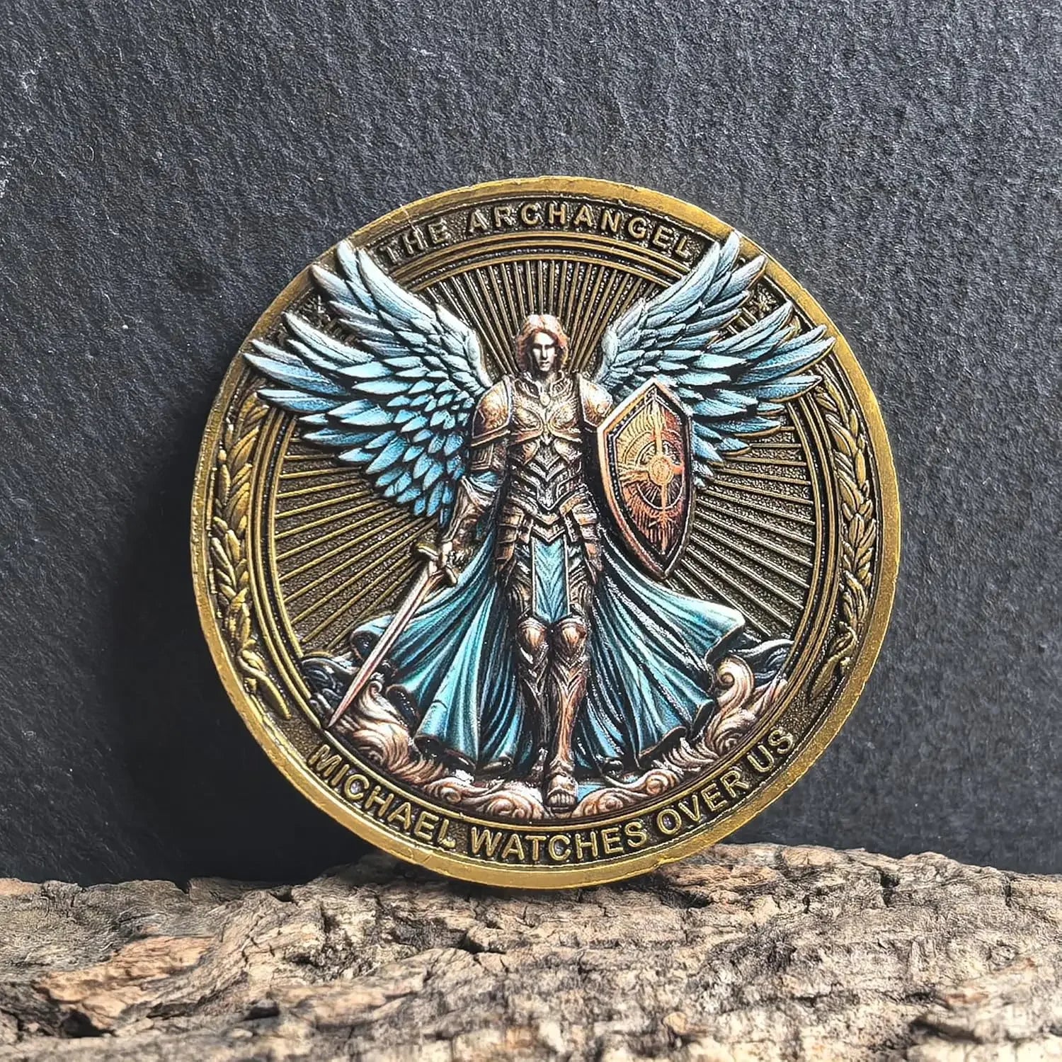 The Archangel Michael Watches Over Us Challenge Coin - Psalm 91:10-11 Inspirational Religious Collectible Coin